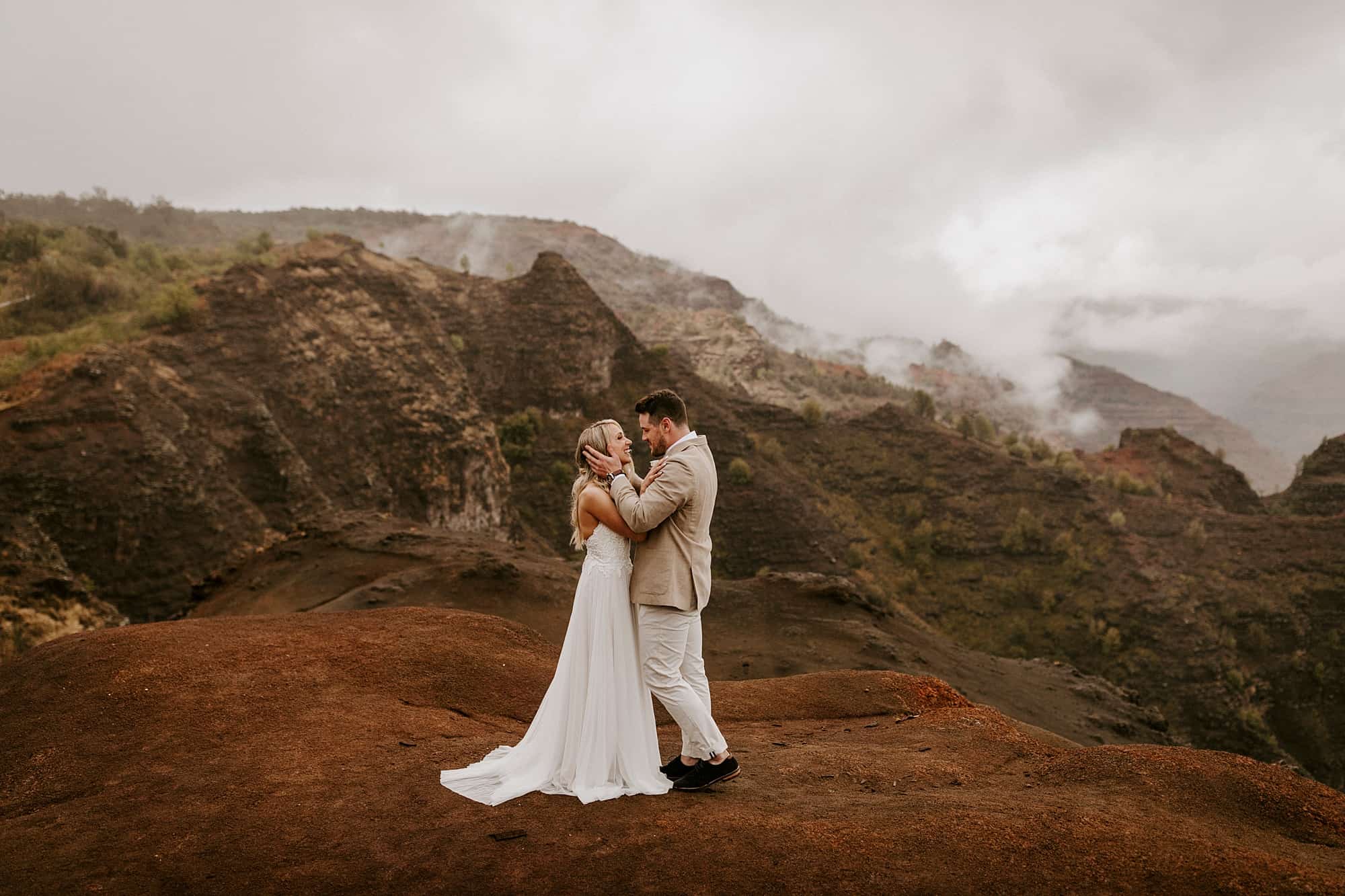 Kauai Hawaii First Look Romantic Intimate Wedding