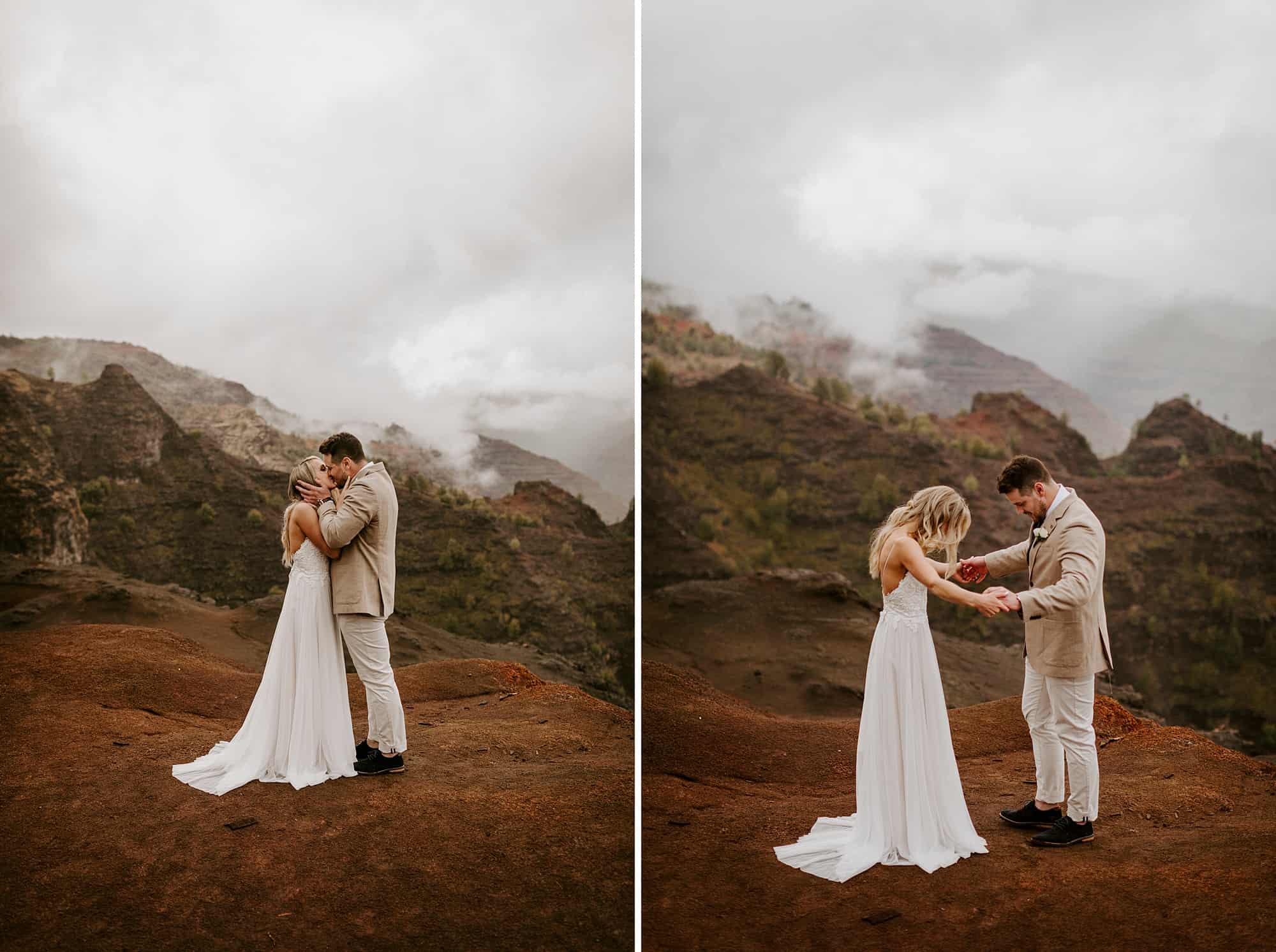 Kauai Hawaii First Look Romantic Intimate Wedding